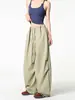 Calça tesoura de secagem rápida estilo americano para mulheres, verão 2026, calça cargo estilosa e casual de perna larga, cintura alta, calça esportiva fluida