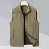 Chaleco térmico para hombre con retención de calor, cuello alto para otoño e invierno, calefacción por infrarrojos lejanos, bolsillos con cremallera, estilo ropa de trabajo, adecuado para ir al trabajo, sin mangas
