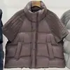 Cross 2026 Nuevo Tejido Patchwork Cuello Alto 90 Plumón de Pato Blanco Chaqueta para Mujer Engrosada Plumón de Pato Blanco Chaleco Cálido Ropa de Abrigo Invierno