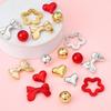 5 cuentas redondas de acrílico electrochapado UV de AliExpress, con forma de corazón de melocotón y lazo, hechas a mano, para pendientes y colgantes de joyería.