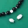 Plata Pura 999 Chapada en Rodio Pez Koi Flor de Loto Flor de Durazno Flor Pequeña Cuentas Espaciadoras Cuerda Trenzada de Cuentas DIY Pulsera de Cristal Accesorios de Plata