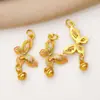 Colgante de Mariposa Chapado en Oro con Diseño de Gota de Aceite, Dijes de Vaina de Loto, Materiales para Pulsera de Cuentas Hecha a Mano DIY, Collar, Aretes