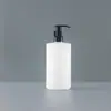 En Stock Botella Blanca Cilíndrica de Hombro Plano para Champú de 300ml Botella Recargable de 500ml Botella de Material de Peluche Botella Dosificadora de Loción