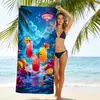Taza de Vino de Dibujos Animados Transfronteriza, Toalla de Playa de Animales para la Costa, Toalla de Playa de Microfibra con Transferencia Térmica Digital, Toalla de Baño de Secado Rápido