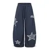 Comercio transfronterizo Azul Tiempo limitado t Bordado perezoso Li Pantalones Americano holgado Nuevo Pantalones de pierna ancha de lunares Mujer gh8