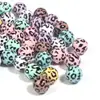Acrílico Pintado a Mano Estampado de Leopardo Graffiti Negro Cuentas Redondas Cuentas con Agujero Recto Cadena para Teléfono Móvil DIY Colgante Accesorios para Joyería Venta al por Mayor