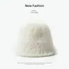 Chapéu Bucket Feminino Outono e Inverno Estilo Coreano Versátil Tendência Pelo de Coelho Chapéu de Pescador Quente Popular Estilo Japonês Pequeno Chapéu de Tricô Bacia para Rosto