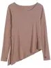 Top de yoga para entrenamiento y fitness, manga larga, cuello redondo, con abertura lateral, dobladillo asimétrico, agujero para el pulgar, elástico, corte ajustado