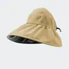 Verão Dupla Camada Fisherman Hat Mulheres Empty Top Sunscreen Hat Black Glue Revestido ao ar livre Proteção UV Chapéu de sol dobrável Sunshade Hat