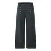 Pantalones de chándal casual rectos para hombre, estilo retro americano desgastado, vibra moderna, diseño de doble fila de botones, pantalones largos holgados únicos