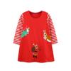 Vestido Infantil Estilo Europeo y Americano, Nueva Colección Otoño, Vestido de Niña Cuello Redondo, Vestido Infantil de Manga Larga con Bordado Navideño, Venta al por Mayor