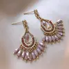 Pendientes de gota con incrustaciones de diamantes transfronterizos europeos y americanos, pendientes de lujo de alta gama, accesorios para orejas de moda de nicho, venta al por mayor desde fabricante de Yiwu