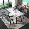 Juego de mesa y sillas de comedor nórdicas, moderno y simple, adecuado para apartamentos pequeños, mesa de comedor rectangular con textura de lino, mesa individual