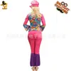 Cosplay de Menina Grande Fantasia Hippie Festa de Carnaval Adulta Feminina Cor Hippie Roupas para Performance de Palco