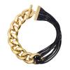 [6 Colores Disponibles] Collar de Cordón de Cera Mezclado con Aleación de Eslabones de Aluminio con Cierre en T, Especial de Venta al Mayoreo para Comercio Electrónico Transfronterizo