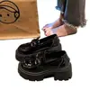 2026 Otoño Nuevos Mocasines Retro Estilo Británico Slip-On Tacón Grueso Zapatos Individuales Versátiles Suela Gruesa Zapatos Pequeños de Cuero para Mujer