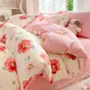 Juego de ropa de cama de algodón estilo Ins de cuatro piezas juego de tres piezas de algodón fresco para dormitorio de estudiante sábana funda de edredón