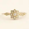 Anillo Transfronterizo Nuevo con Forma de Copo de Nieve, Joyería de Girasol Simple y de Moda para Mujer, Accesorios Versátiles y Elegantes al por Mayor