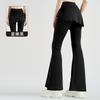 Calça Yoga Lulu Nova Saia Flare Franzida Falsa Duas Peças Treinamento Fitness Cintura Alta Levanta Bumbum Calça de Yoga Esportiva para Mulheres
