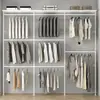 Estrutura de Guarda-Roupa de Metal Montada na Parede Prateleira de Armazenamento Multicamadas Cabideiro Guarda-Roupa Aberto Arte em Ferro Prateleiras de Quarto