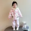 Pijama para Niña 2025 Nuevo Otoño e Invierno Cárdigan con Capucha Bebé Niña Franela Dibujos Animados Cálido Traje de Princesa