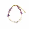 Pulseira Original de Pérola de Água Doce e Ametista Exquisita Fresca Romântica para o Dia a Dia Alto Padrão Novo Estilo Mais Vendido Estrela de Cinco Pontas