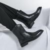 Botas de cano médio estilo britânico retrô, sapatos masculinos, outono e inverno, novas botas masculinas de couro estilo cowboy ocidental, bico fino e longo