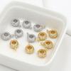 Color Oro Real 18K Zirconia Conservante de Color Incrustado Patrón de Agujero Grande Pulsera de Perlas Redondas Accesorios de Joyería Espaciadores Hechos a Mano para DIY C44