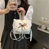 Mochila Nueva de Encaje de Lunares para Mujer 2026 Nueva Moda Tendencia Bolso Cubo con Lazo Mochila Pequeña Versátil