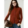Suéter 100% caxemira pura para mulheres, nova coleção outono/inverno, cor sólida, trança estilo vintage, gola alta, colete cardigã de tricô