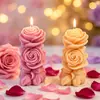 Molde de Silicona para Vela Pilar de Rosa en Stock Vela Blanca Perfumada Molde de Flor Pilar DIY Día de San Valentín