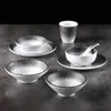 Melamina fondue tienda conjunto mesa cuatro piezas imitación porcelana plástico hotel restaurante vajilla platos restaurante taza cuchara traje comercial