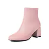 2024 novas botas de cavaleiro de cano curto simples botas de salto grosso tamanho grande 40-48 botas de comércio exterior