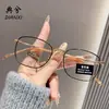 Óculos para miopia fotossensíveis que mudam de cor para homens e mulheres, óculos anti-luz azul, óculos de metal da moda com proteção contra radiação ultravioleta para miopia