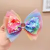 Pasador de Princesa para Niña Pinza para el Cabello con Lazo Arcoíris Tocado Pinza para Moño Accesorio para el Cabello de Bebé