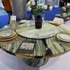 Mesa de Comedor Redonda de Mármol Esmeralda Shangri-La Mesa Redonda Lujo Piedra Forma Especial Italiana Lujo Ligero Encimera de Mesa de Café