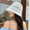Chapéu de Pescador de Tricô Vazado Estilo Japonês para Mulheres, Novo Chapéu de Sol Respirável para Proteção Solar Verão 2026, Chapéu Bucket, Chapéu de Sol