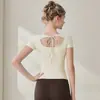 Ropa de Yoga para Mujer 2026 Nuevo Estilo Camiseta de Manga Corta con Almohadillas en el Pecho para Deportes al Aire Libre Pilates Entrenamiento Ropa de Fitness Top