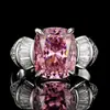 Anillo de Inlay de Cobre Directo de Fábrica Piedra de Color Peridoto Zircón Corte Rosa Moderno Versátil Nicho Estilo Femenino En Stock Al Por Mayor