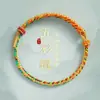 Pulsera de Hilo Hecha a Mano de Cinco Colores para el Festival del Bote del Dragón, Hilo Rojo con Cristal Artificial y Cuentas de la Fortuna de los Cinco Elementos, Pulsera de Buena Suerte