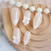 Dia dos Namorados Unhas Vestíveis Transfronteiriças Brancas Amêndoa Estilo Francês Laço de Pérola Nail Art Estilo Europeu e Americano Adesivos de Unha Postiça