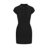 Verano sexy chica caliente cuello polo rosa puro deseo temperamento body ajustado falda bodycon adelgazante chica caliente minifalda de punto