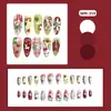 Wm-359 Conejito de Fresa Uñas Postizas Almendra Transfronterizo Lindo Dibujo Animado Fresco y Dulce 24 Piezas Uñas Portátiles Venta al por Mayor