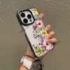 Capa de celular iPhone 17 Pro cor mista aquarela flor seca cor contrastante transparente dois em um capa floral suave case de celebridade da internet