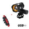Luces de bicicleta para ciclismo nocturno transfronterizo faro de advertencia de alto brillo para bicicleta carga USB zoom giratorio T6 linterna potente