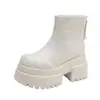 Elegantes Botines de Tobillo con Suela Gruesa, Punta Redonda y Strass Completo para Mujer, Otoño 2026, Botas Estilo Martin que Aumentan la Altura para Mujeres Bajitas, Botas de Moda Elegantes