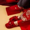 Pantuflas de algodón para boda rojas grandes festivas de boda artículos de dote de la novia pareja de interior año de nacimiento otoño e invierno recoger fugas