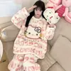 [Colección] Pijamas de otoño e invierno para mujer, cálido conjunto de franela de manga larga de forro polar de coral, ropa de estar linda y elegante