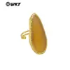 Wt-R571 Lindo e Exquisito Pedra Natural Olho de Gato Pedra Gota d'Água Banhado a Ouro 18K Grande Anel Aberto Feminino