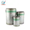 Cubo Galvanizado para Decoración Verde Metal Rústico Recipiente Galvanizado Patrón de Cinta Verde Decoración Navideña Verde y Flor